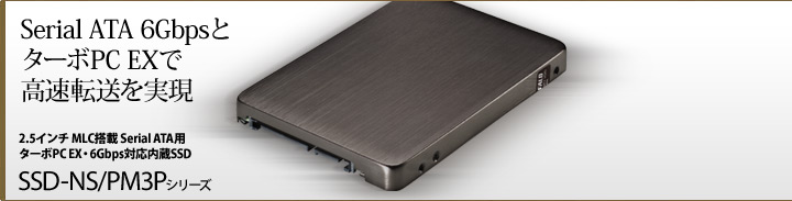 SATA 6GbpsとターボPC EXで高速転送を実現 SSD-NS/PM3P